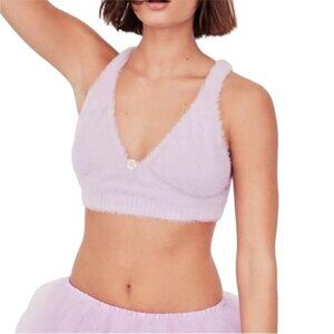 For Love & Lemons Devon Bralette Top Lavender Fuzzy Size M NWT $125 MSRP
